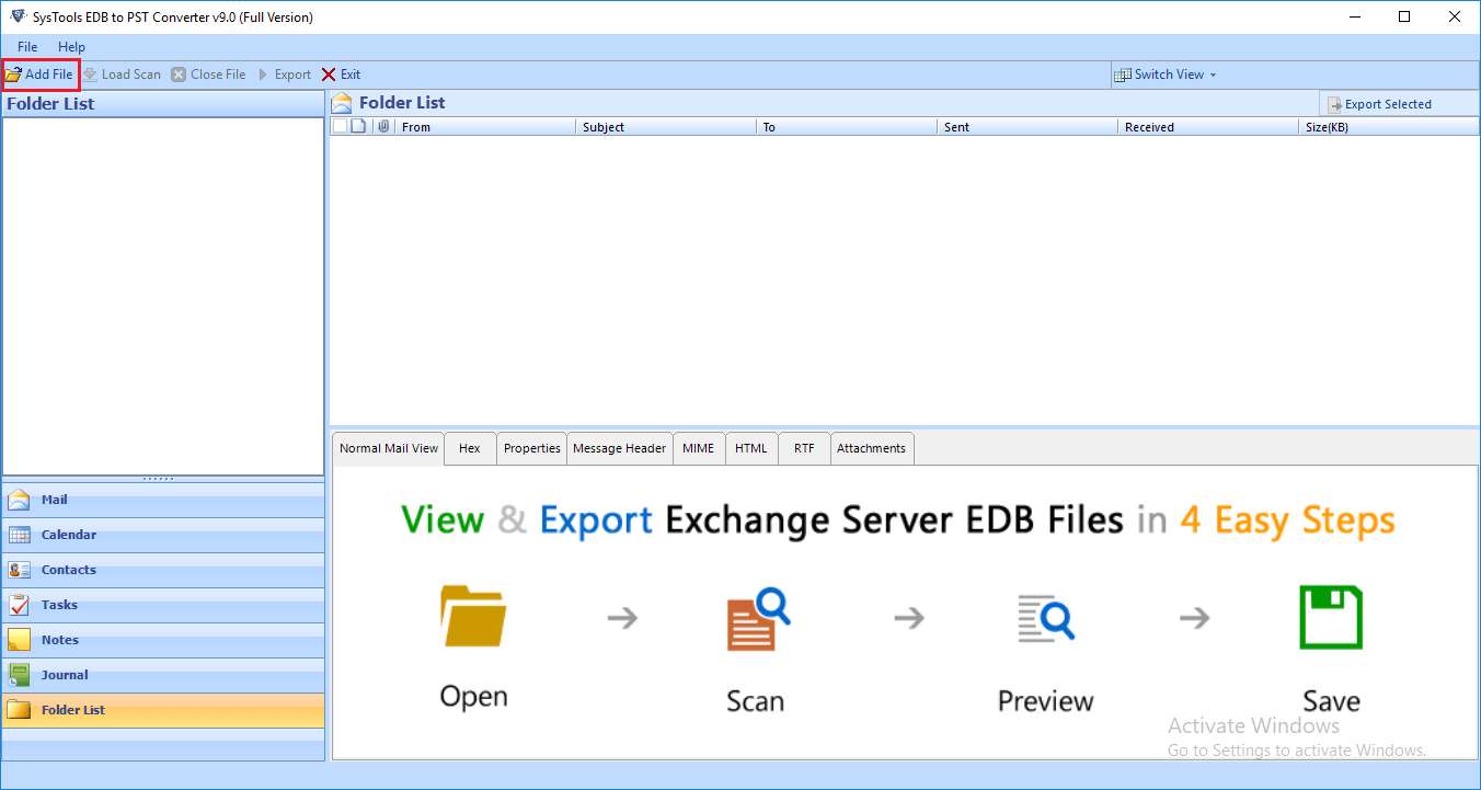 Экран приветствия - Программное обеспечение для конвертирования EDB в PST